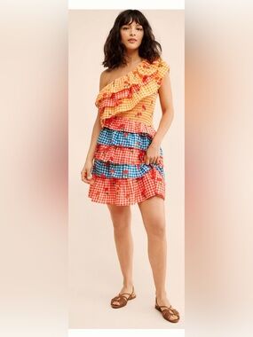 Farm Rio One Shoulder Cherry Mini Dress XS $165